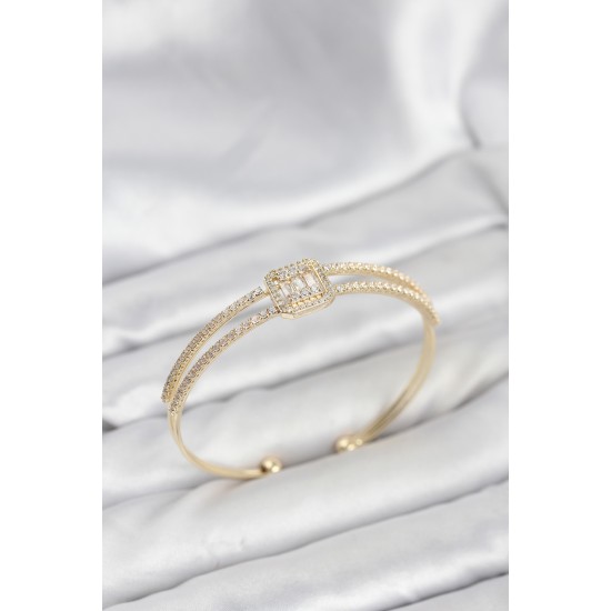 Pirinç Gold Renk Baget Model Kadın Bileklik - TJ-BB8263