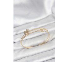 Pirinç Gold Renk Yonca Model Kadın Bileklik - TJ-BB8265