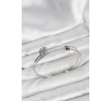 Pirinç Gümüş Renk Yonca Model Kadın Bileklik - TJ-BB8266