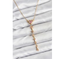 316L Çelik Zincir Gold Renk Pembe Kalp Kadın Kolye - TJ-BKO10820