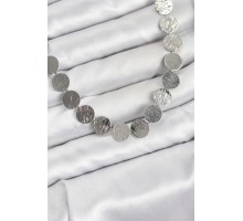 Yuvarlak Plaka Model Gümüş Renk Kadın Kolye - TJ-BKO10826