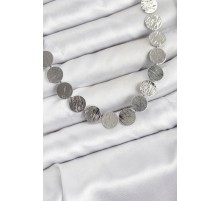 Yuvarlak Plaka Model Gümüş Renk Kadın Kolye - TJ-BKO10826