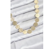 Yuvarlak Plaka Model Gold Renk Kadın Kolye - TJ-BKO10827