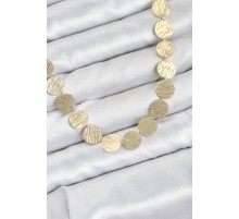 Yuvarlak Plaka Model Gold Renk Kadın Kolye - TJ-BKO10827
