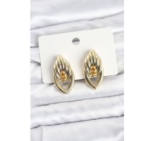 Pirinç Gold Renk Sarmal Damla Model Vintage Kadın Küpe - TJ-BKP11638