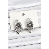 Pirinç Gümüş Renk Sarmal Damla Model Vintage Kadın Küpe TJ-BKP11639