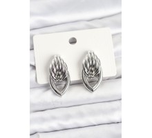 Pirinç Gümüş Renk Sarmal Damla Model Vintage Kadın Küpe - TJ-BKP11639