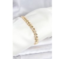 Pirinç Gold Renk VIP Seri Sarmal Damla Model Zirkon Taşlı Kadın Bileklik - TJ-BB8268