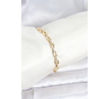Pirinç Gold Renk VIP Seri Zincir Model Zirkon Taşlı Kadın Bileklik - TJ-BB8270