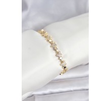 Pirinç Gold Renk VIP Seri Yıldız Model Zirkon Taşlı Kadın Bileklik - TJ-BB8271