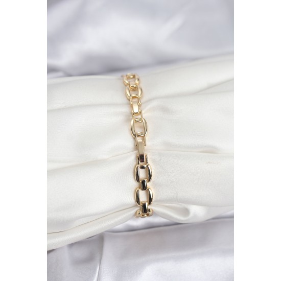 Pirinç Gold Renk VIP Seri Zincir Model Zirkon Taşlı Kadın Bileklik - TJ-BB8274