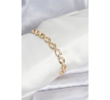 Pirinç Gold Renk VIP Seri Zincir Model Zirkon Taşlı Kadın Bileklik - TJ-BB8274