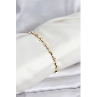 Pirinç Gold Renk VIP Seri Kemik Model Zirkon Taşlı Kadın Bileklik TJ-BB8275