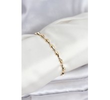 Pirinç Gold Renk VIP Seri Kemik Model Zirkon Taşlı Kadın Bileklik - TJ-BB8275