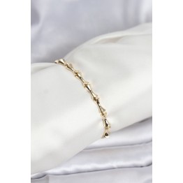 Pirinç Gold Renk VIP Seri Kemik Model Zirkon Taşlı Kadın Bileklik TJ-BB8275