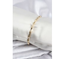Pirinç Gold Renk VIP Seri İnce Kemik Model Zirkon Taşlı Kadın Bileklik - TJ-BB8276