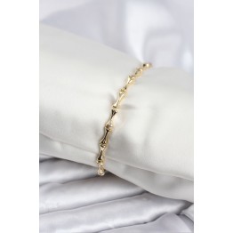 Pirinç Gold Renk VIP Seri İnce Kemik Model Zirkon Taşlı Kadın Bileklik - TJ-BB8276