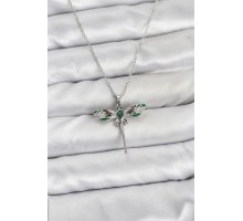 316L Çelik Zincir Gümüş Renk Yusufçuk Model Zirkon Taşlı Kadın Kolye - TJ-BKO10832