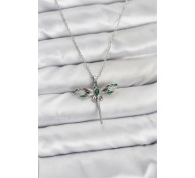 316L Çelik Zincir Gümüş Renk Yusufçuk Model Zirkon Taşlı Kadın Kolye - TJ-BKO10832