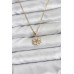 316L Çelik Zincir Gold Renk Lotus Model Zirkon Taşlı Kadın Kolye - TJ-BKO10835