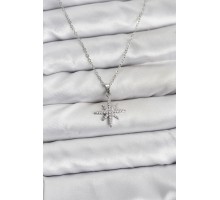 316L Çelik Zincir Gümüş Renk Kutup Yıldızı Model Zirkon Taşlı Kadın Kolye - TJ-BKO10838
