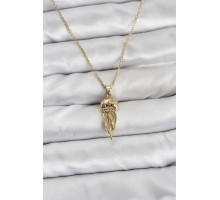 316L Çelik Zincir Gold Renk Deniz Anası Model Zirkon Taşlı Kadın Kolye - TJ-BKO10842
