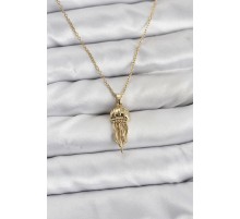 316L Çelik Zincir Gold Renk Deniz Anası Model Zirkon Taşlı Kadın Kolye - TJ-BKO10842