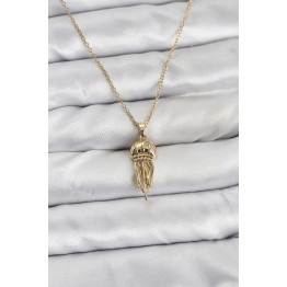 316L Çelik Zincir Gold Renk Deniz Anası Model Zirkon Taşlı Kadın Kolye - TJ-BKO10842