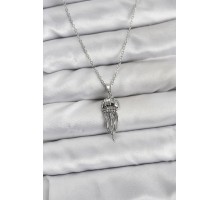 316L Çelik Zincir Gümüş Renk Deniz Anası Model Zirkon Taşlı Kadın Kolye - TJ-BKO10843