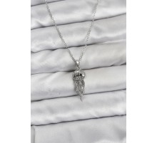 316L Çelik Zincir Gümüş Renk Deniz Anası Model Zirkon Taşlı Kadın Kolye - TJ-BKO10843