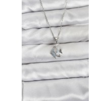 316L Çelik Zincir Gümüş Renk Balık Model Zirkon Taşlı Kadın Kolye - TJ-BKO10847