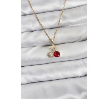 316L Çelik Zincir Gold Renk Kiraz Model Zirkon Taşlı Kadın Kolye - TJ-BKO10854