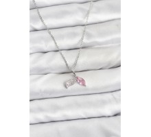 316L Çelik Zincir Gümüş Renk Balık Kuyruğu Model Zirkon Taşlı Kadın Kolye - TJ-BKO10856