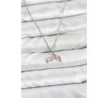 316L Çelik Zincir Gümüş Renk Balık Kuyruğu Model Zirkon Taşlı Kadın Kolye - TJ-BKO10856