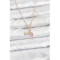 316L Çelik Zincir Gold Renk Balık Kuyruğu Model Zirkon Taşlı Kadın Kolye TJ-BKO10857
