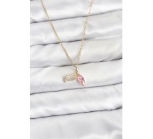 316L Çelik Zincir Gold Renk Balık Kuyruğu Model Zirkon Taşlı Kadın Kolye - TJ-BKO10857