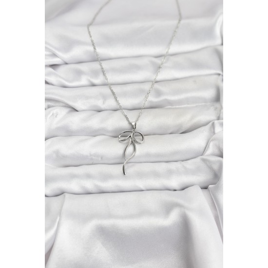 316L Çelik Zincir Gümüş Renk Fiyonk Model Kadın Kolye - TJ-BKO10868