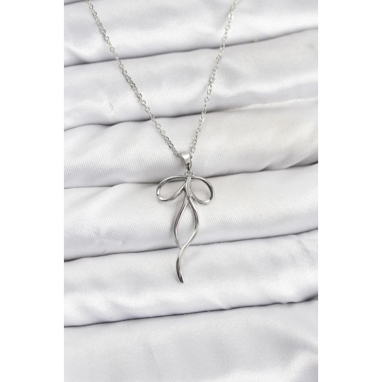 316L Çelik Zincir Gümüş Renk Fiyonk Model Kadın Kolye - TJ-BKO10868