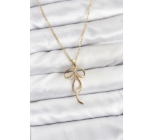 316L Çelik Zincir Gold Renk Fiyonk Model Kadın Kolye - TJ-BKO10869