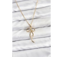 316L Çelik Zincir Gold Renk Fiyonk Model Kadın Kolye - TJ-BKO10869