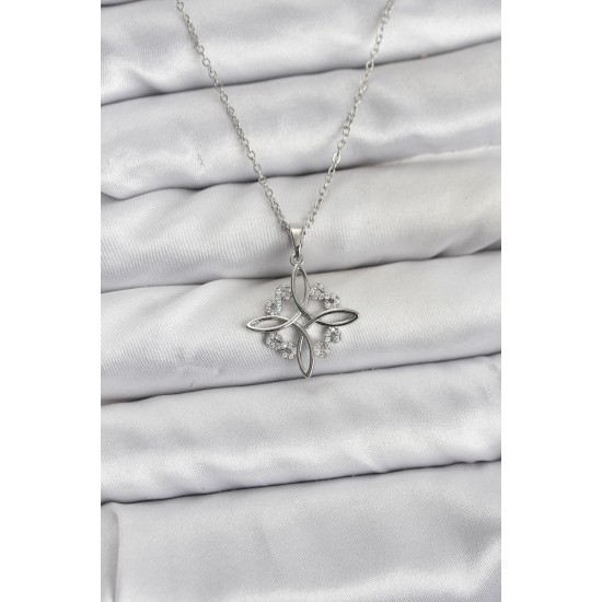 316L Çelik Zincir Gümüş Renk Sonsuzluk Model Zirkon Taşlı Kadın Kolye - TJ-BKO10872