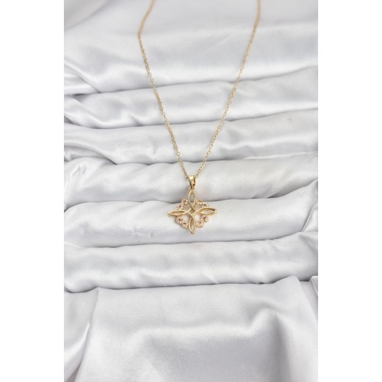 316L Çelik Zincir Gold Renk Sonsuzluk Model Zirkon Taşlı Kadın Kolye - TJ-BKO10873