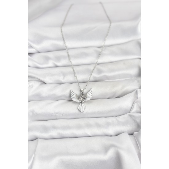 316L Çelik Zincir Gümüş Renk Anka Kuşu Model Kadın Kolye - TJ-BKO10878