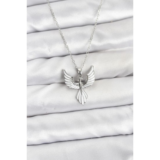316L Çelik Zincir Gümüş Renk Anka Kuşu Model Kadın Kolye - TJ-BKO10878