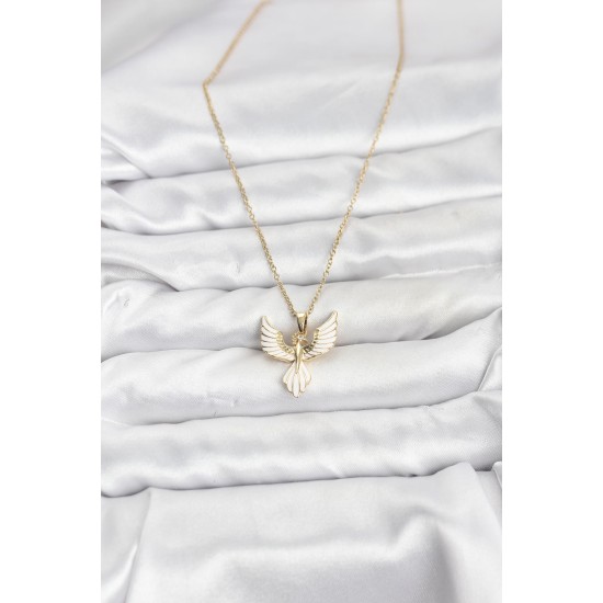 316L Çelik Zincir Gold Renk Anka Kuşu Model Kadın Kolye - TJ-BKO10879