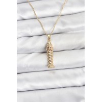316L Çelik Zincir Gold Renk Balık Model Zirkon Taşlı Kadın Kolye TJ-BKO10885