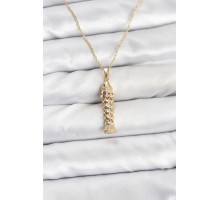 316L Çelik Zincir Gold Renk Balık Model Zirkon Taşlı Kadın Kolye - TJ-BKO10885