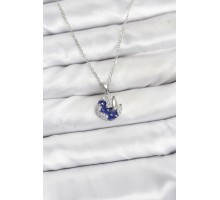 316L Çelik Zincir Gümüş Renk Gece Model Zirkon Taşlı Kadın Kolye - TJ-BKO10890