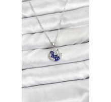 316L Çelik Zincir Gümüş Renk Gece Model Zirkon Taşlı Kadın Kolye - TJ-BKO10890