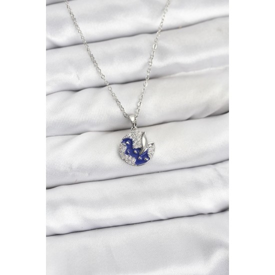 316L Çelik Zincir Gümüş Renk Gece Model Zirkon Taşlı Kadın Kolye - TJ-BKO10890